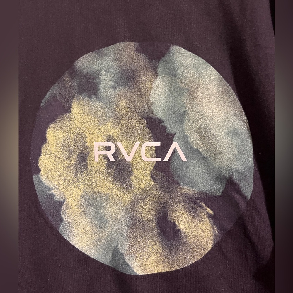RVCA Men's Tee Shirt Black Green Motors Short Sleeve Small New Beach Surf T - Picture 2 of 2
